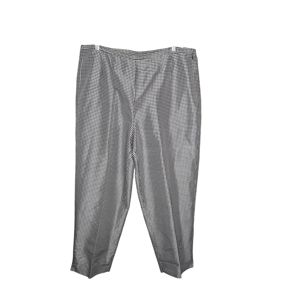 Vintage Kate Hill Womens Black White Gingham Silk Pants‎ Size 16W Plus Size